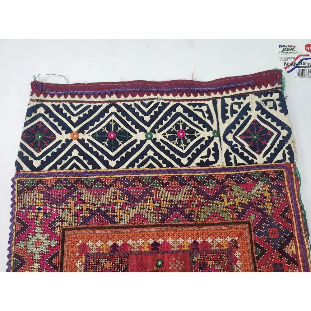Vintage Turkish Woven Tapestry Table Runner Mat Embroidered Rug